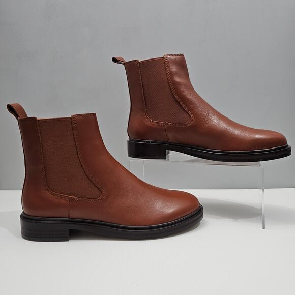 NEW Madewell The Benning Chelsea Ankle Bootie Size 8.5 Cinnamon Brown Leather - Picture 3 of 13